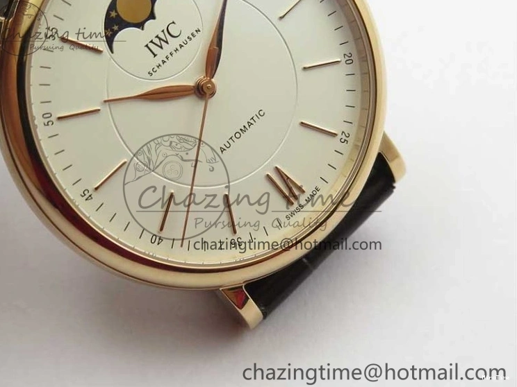 MIROTIME 0415 Stylish Portofino IW459402 RG MKS 1:1 Best Edition White Dial on Brown Leather Strap Miyota 7084